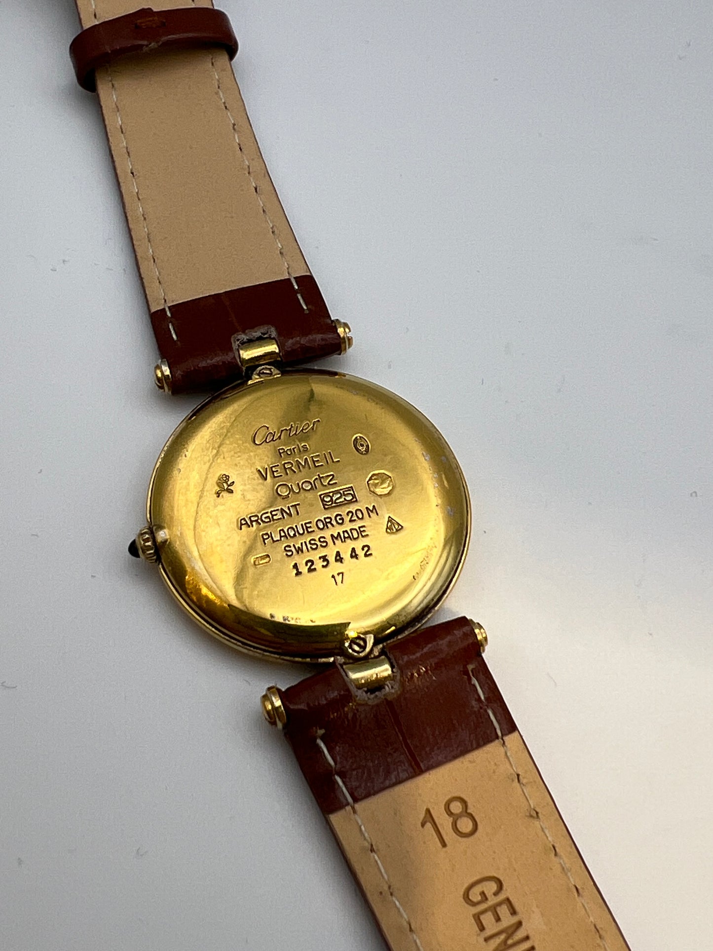 Vintage Gents Cartier Vendome Burgundy Patina Dial Quartz Vermeil Dress Watch
