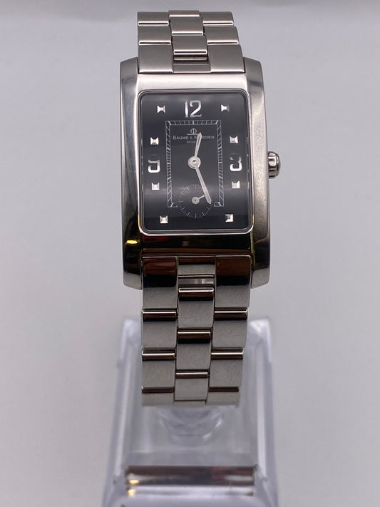 Baume & Mercier Black Dial Stainless Steel Quartz Dress Watch With Box.