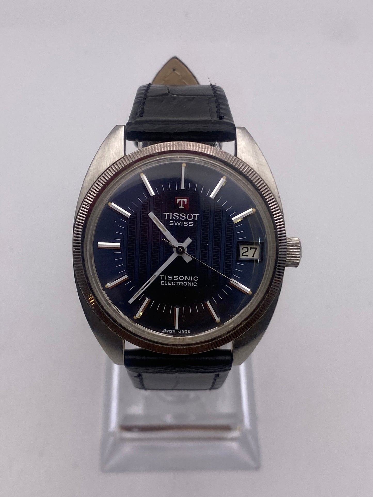 Vintage Tissot Tissonic Tuning Fork Gents Blue Dial Stainless Steel Dress Watch