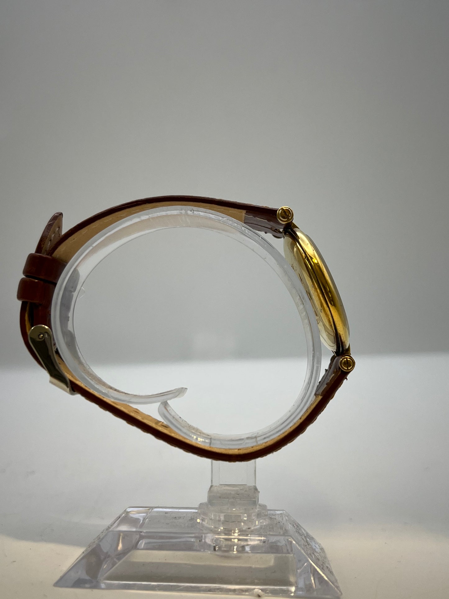 Vintage Gents Cartier Vendome Burgundy Patina Dial Quartz Vermeil Dress Watch