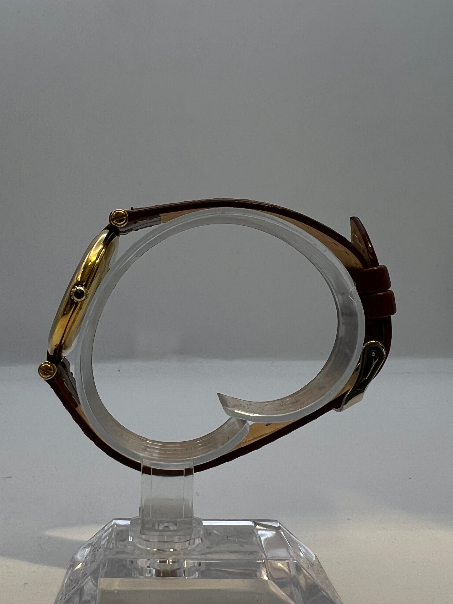 Vintage Gents Cartier Vendome Burgundy Patina Dial Quartz Vermeil Dress Watch