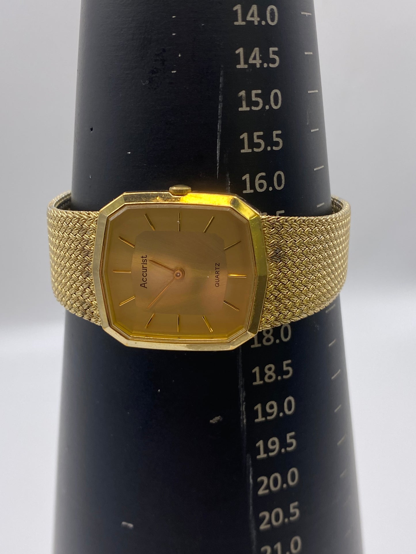 Vintage Gents Accurist Stainless Steel Gold Plated Quartz Dress Watch