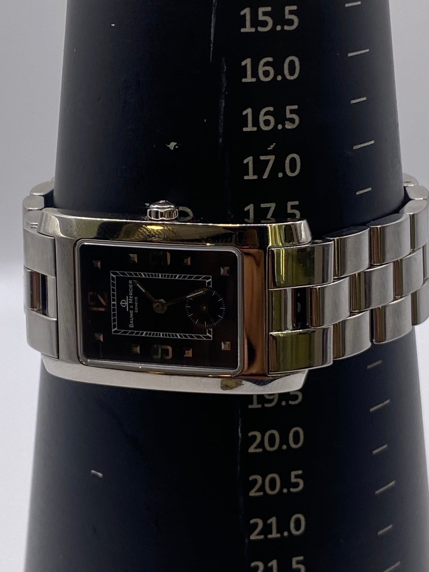 Baume & Mercier Black Dial Stainless Steel Quartz Dress Watch With Box.