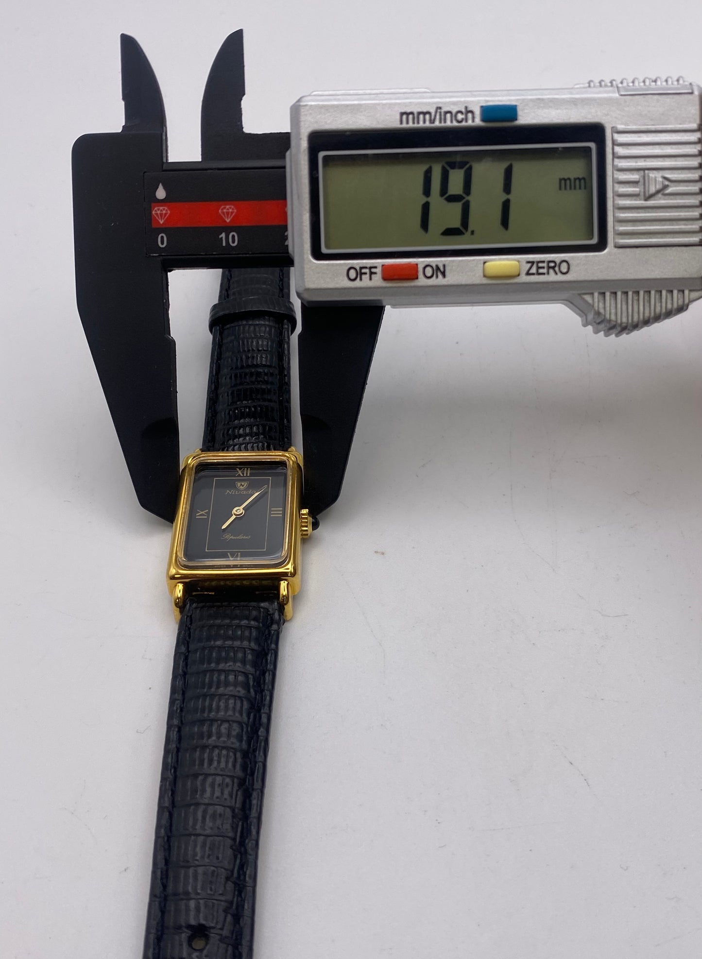 Vintage Nivada Black Dial Tank Manual Wind Mechanical Dress Watch