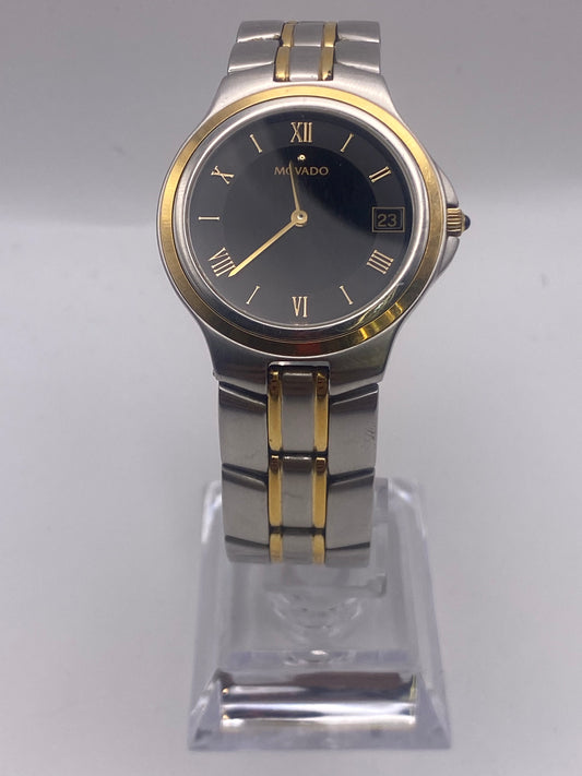 Movado Gents Two Tone Black Dial Quartz Dress Watch