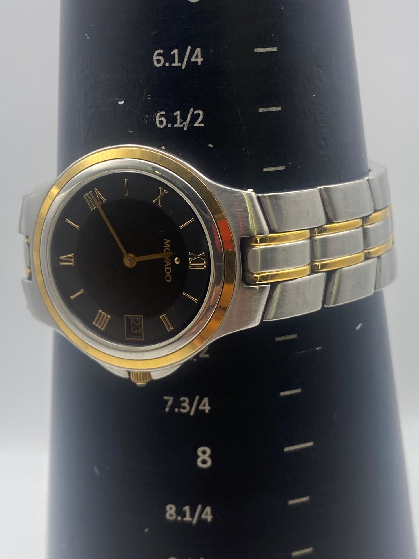 Movado Gents Two Tone Black Dial Quartz Dress Watch