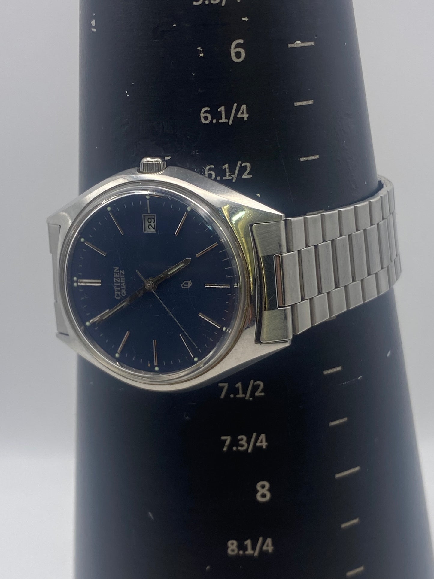 Vintage Citizen Gents Stainless Steel Quartz Black Dial Dress Watch