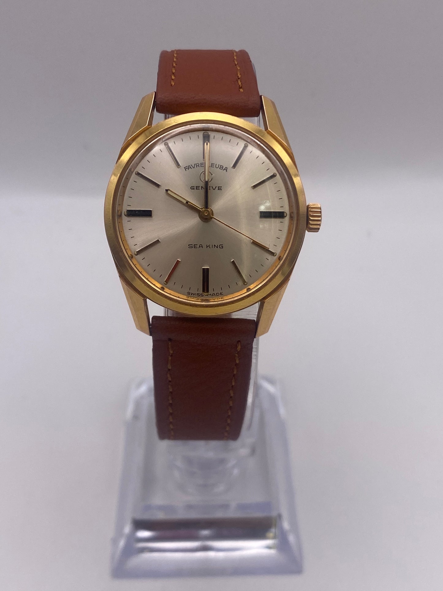 Vintage Favre-Leuba Gents Silver Dial Gold Plated Manual Wind Mechanical Dress Watch
