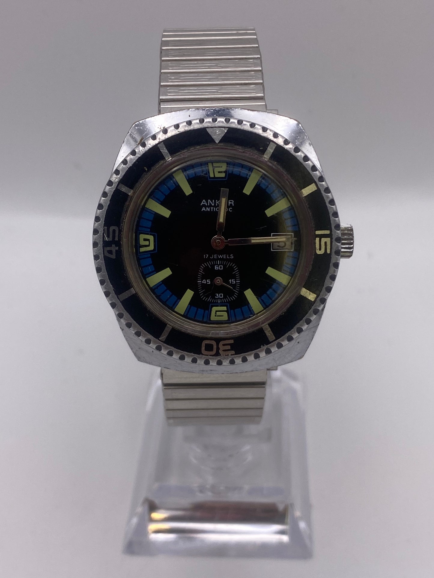 Vintage Gents Anker Black Dial Manual Wind Mechanical Skin Diver