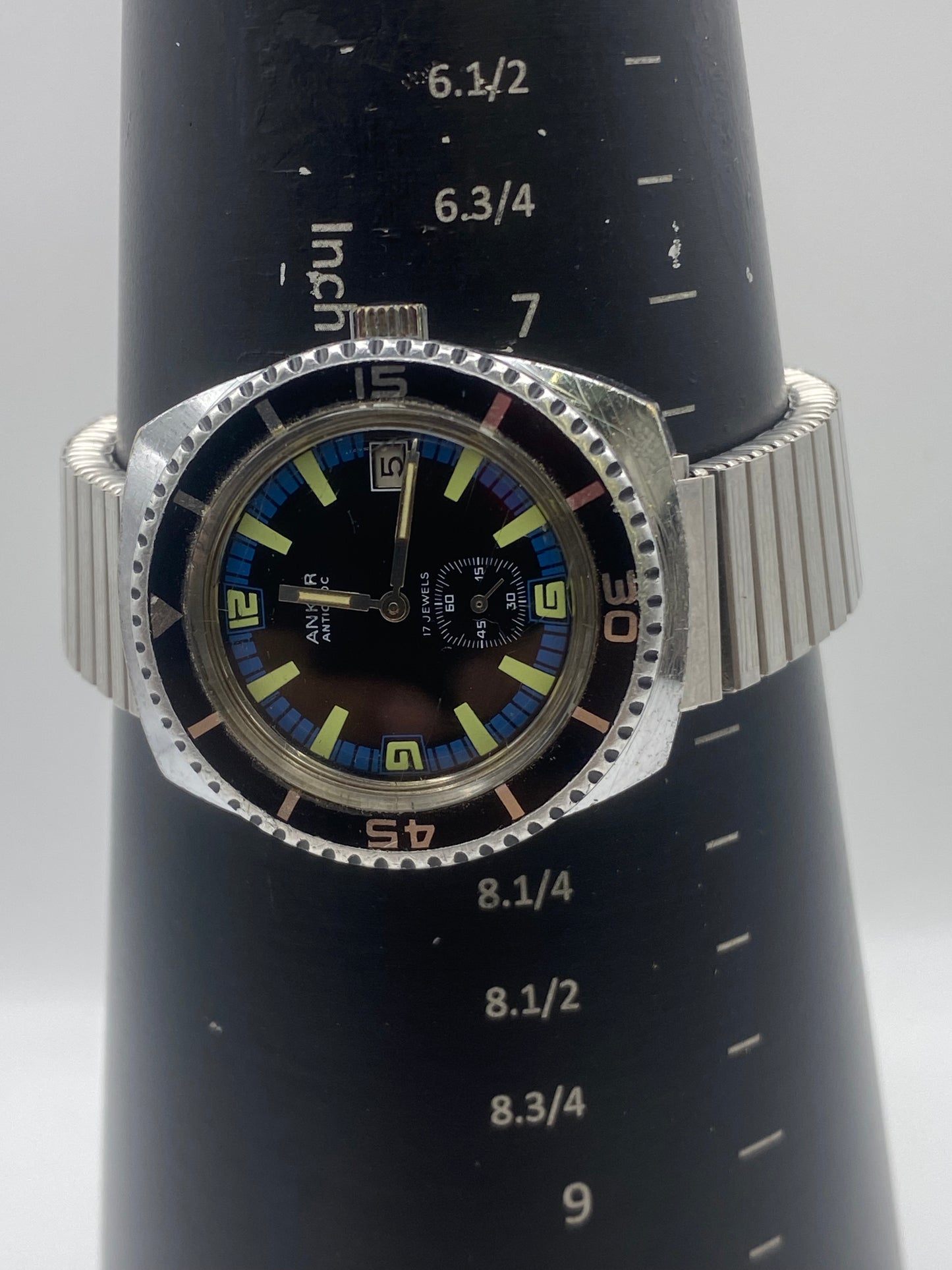 Vintage Gents Anker Black Dial Manual Wind Mechanical Skin Diver