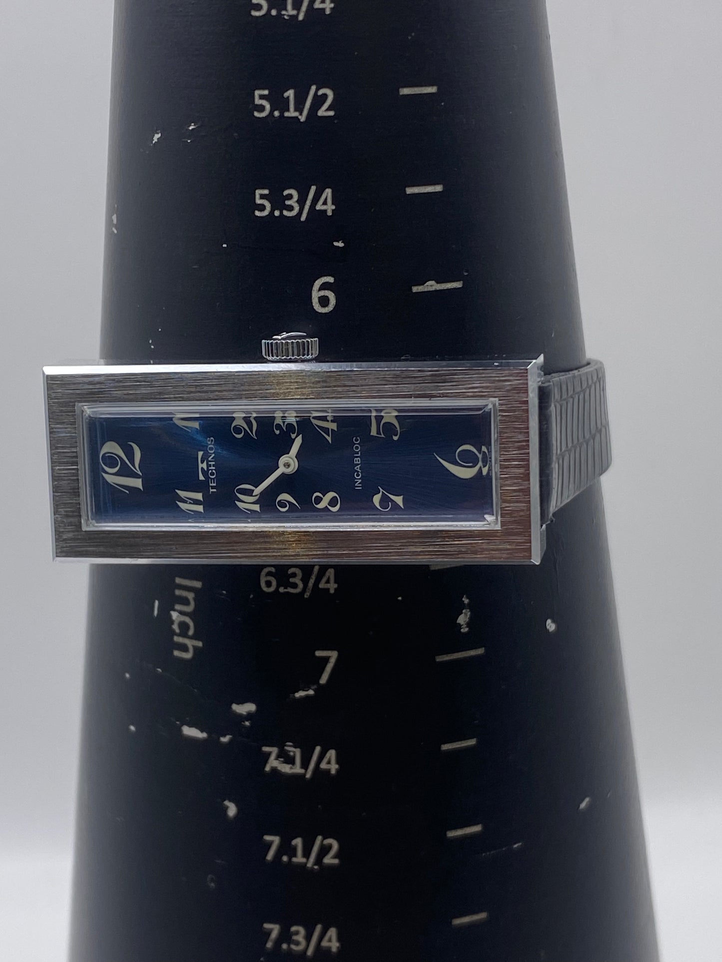 Vintage Technos Blue Dial Manual Wind Mechanical Dress Watch