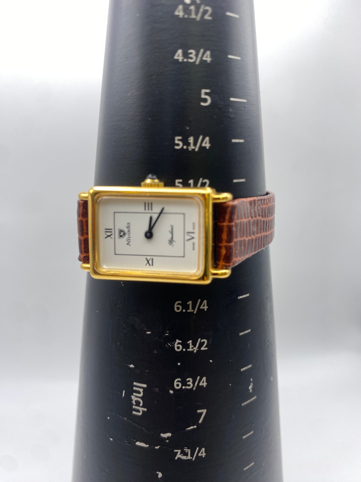 Vintage Nivada White Dial Tank Manual Wind Mechanical Dress Watch