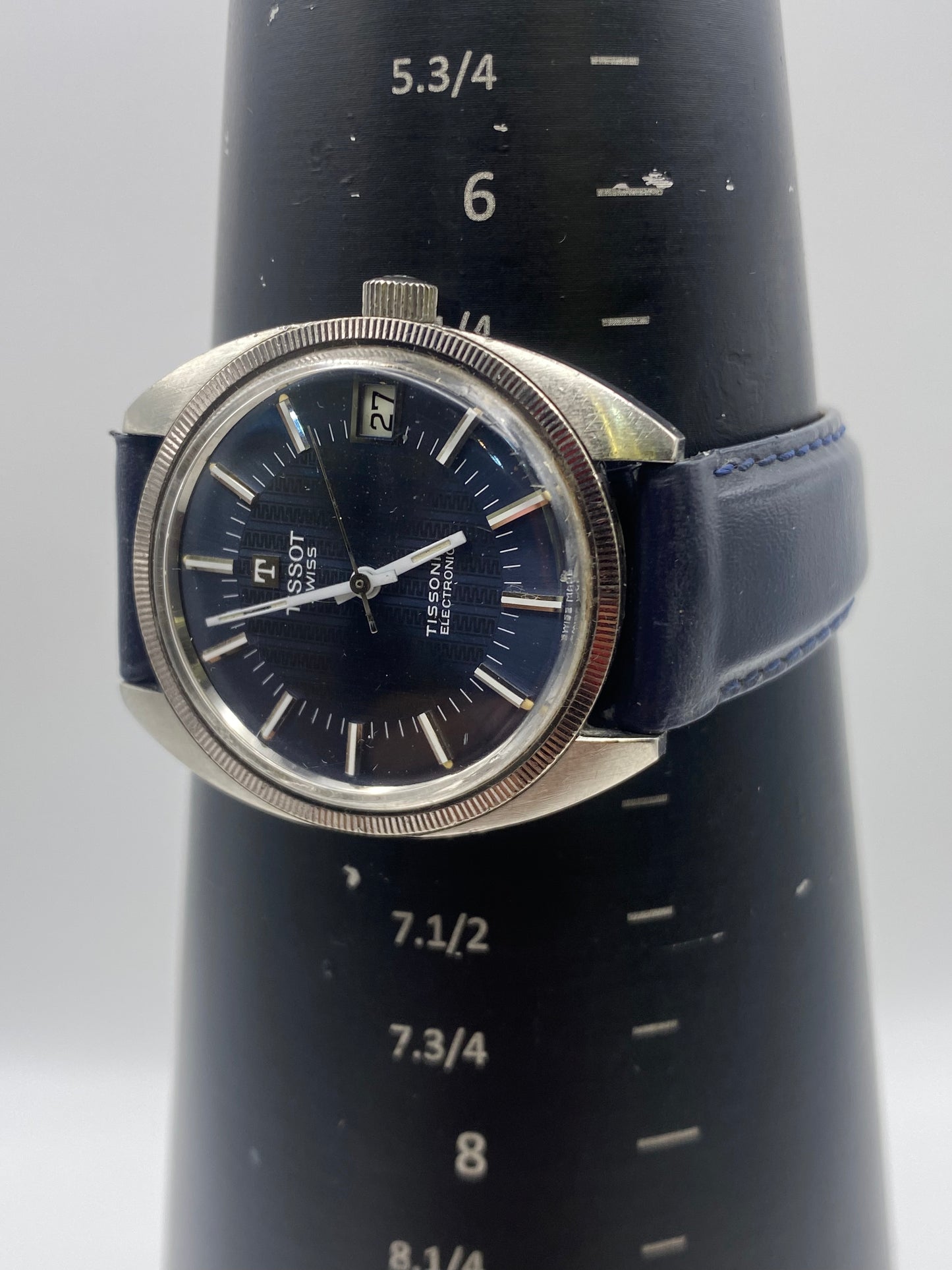 Vintage Tissot Tissonic Tuning Fork Gents Blue Dial Stainless Steel Dress Watch