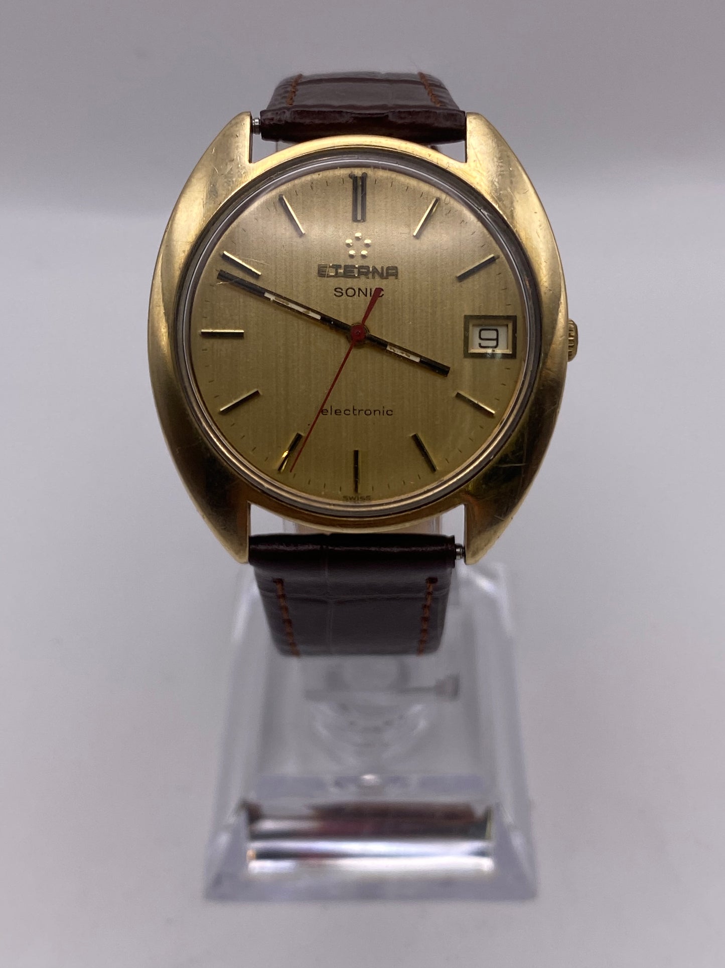Vintage Eterna Sonic Tuning Fork Gents Gold Plated Dress Watch