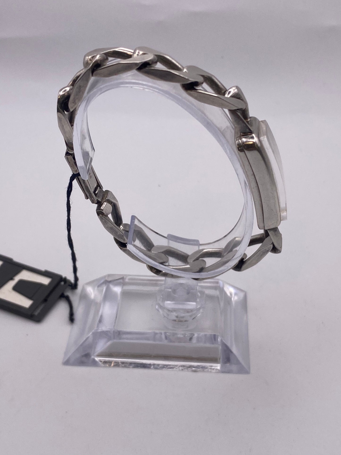 Vintage Solid 835 Silver Prisma Dress Watch Chain Bracelet