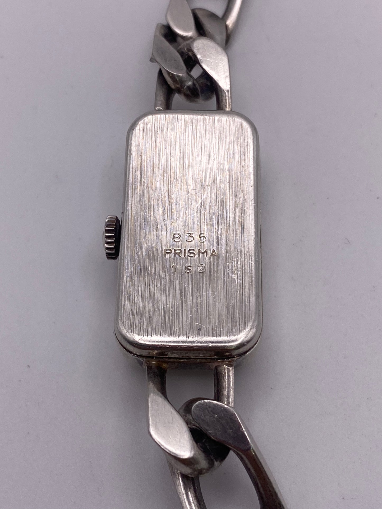 Vintage Solid 835 Silver Prisma Dress Watch Chain Bracelet