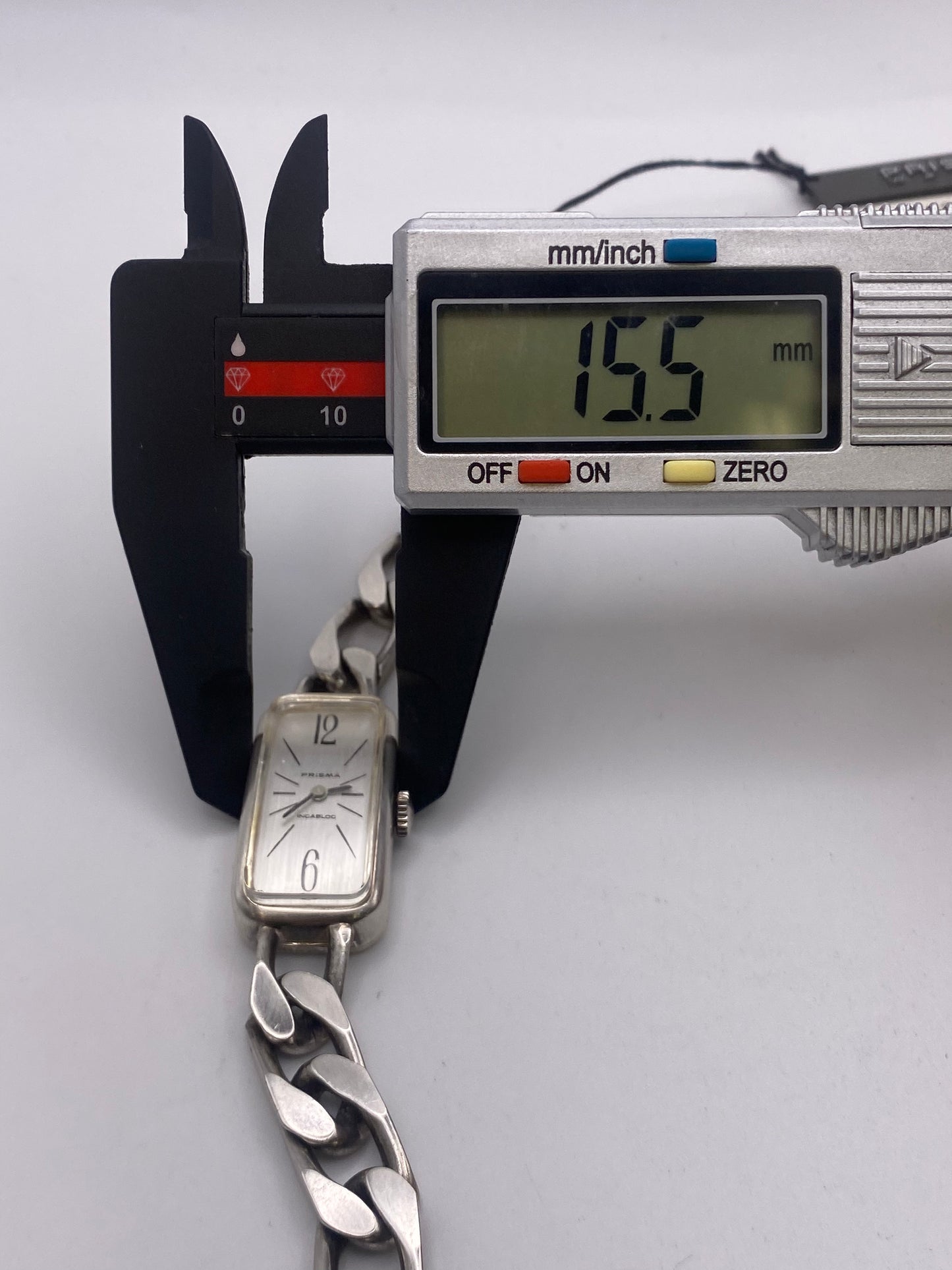 Vintage Solid 835 Silver Prisma Dress Watch Chain Bracelet