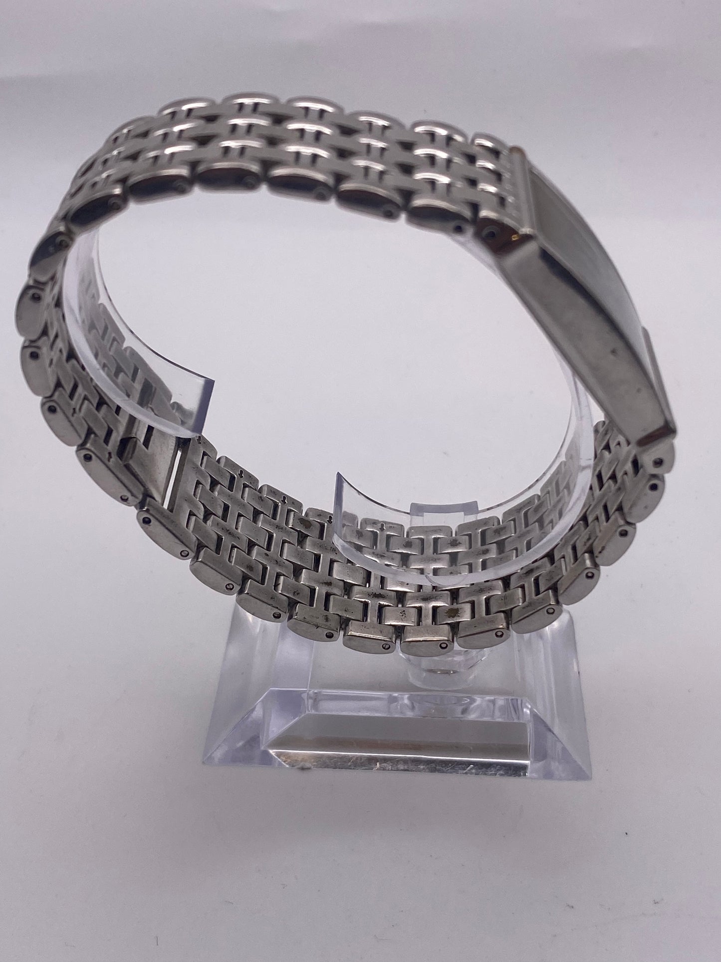 Vintage Gents Stainless Steel Quartz Black Dial Tank Dress Watch