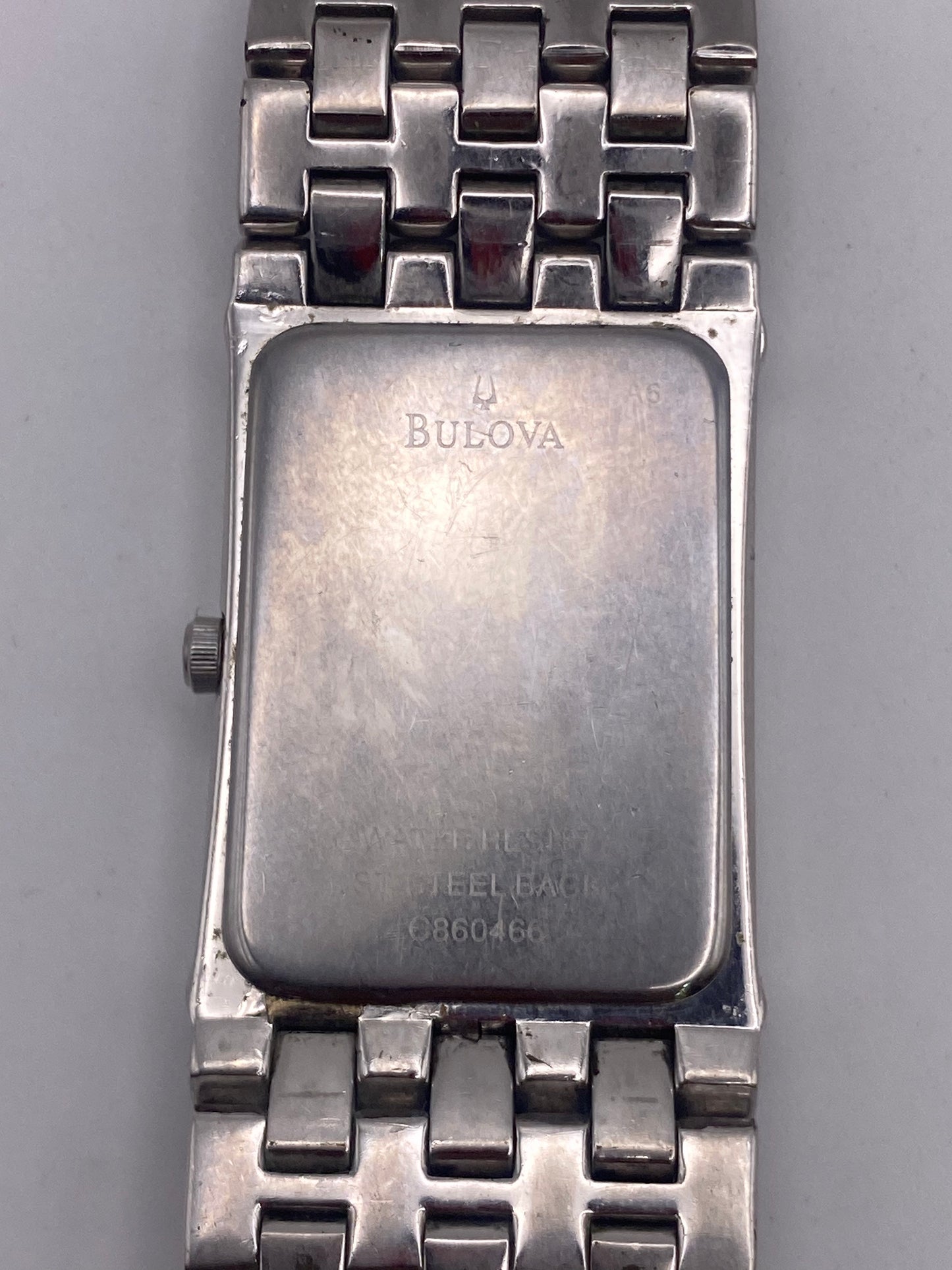 Vintage Gents Stainless Steel Quartz Black Dial Tank Dress Watch