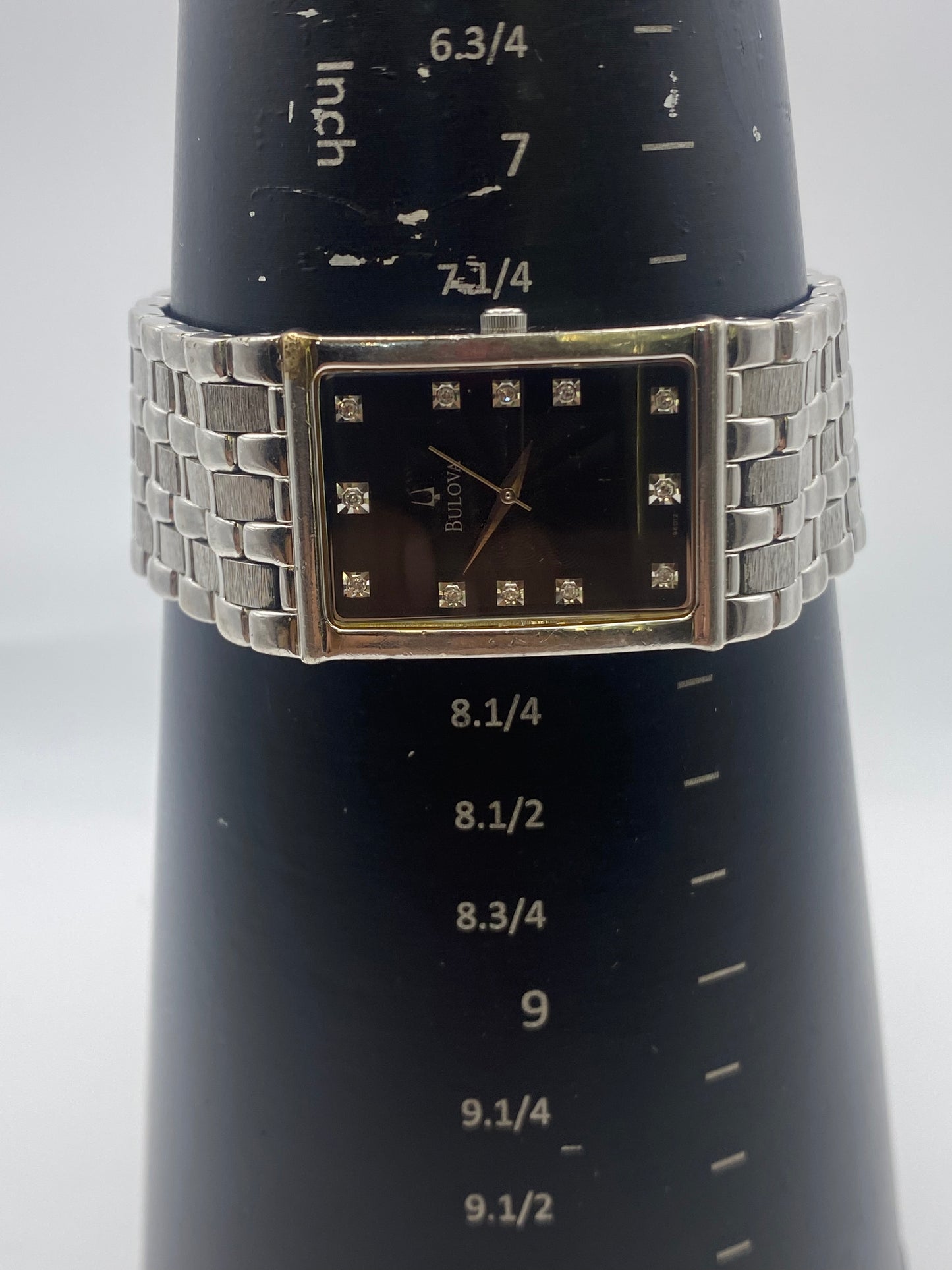 Vintage Gents Stainless Steel Quartz Black Dial Tank Dress Watch