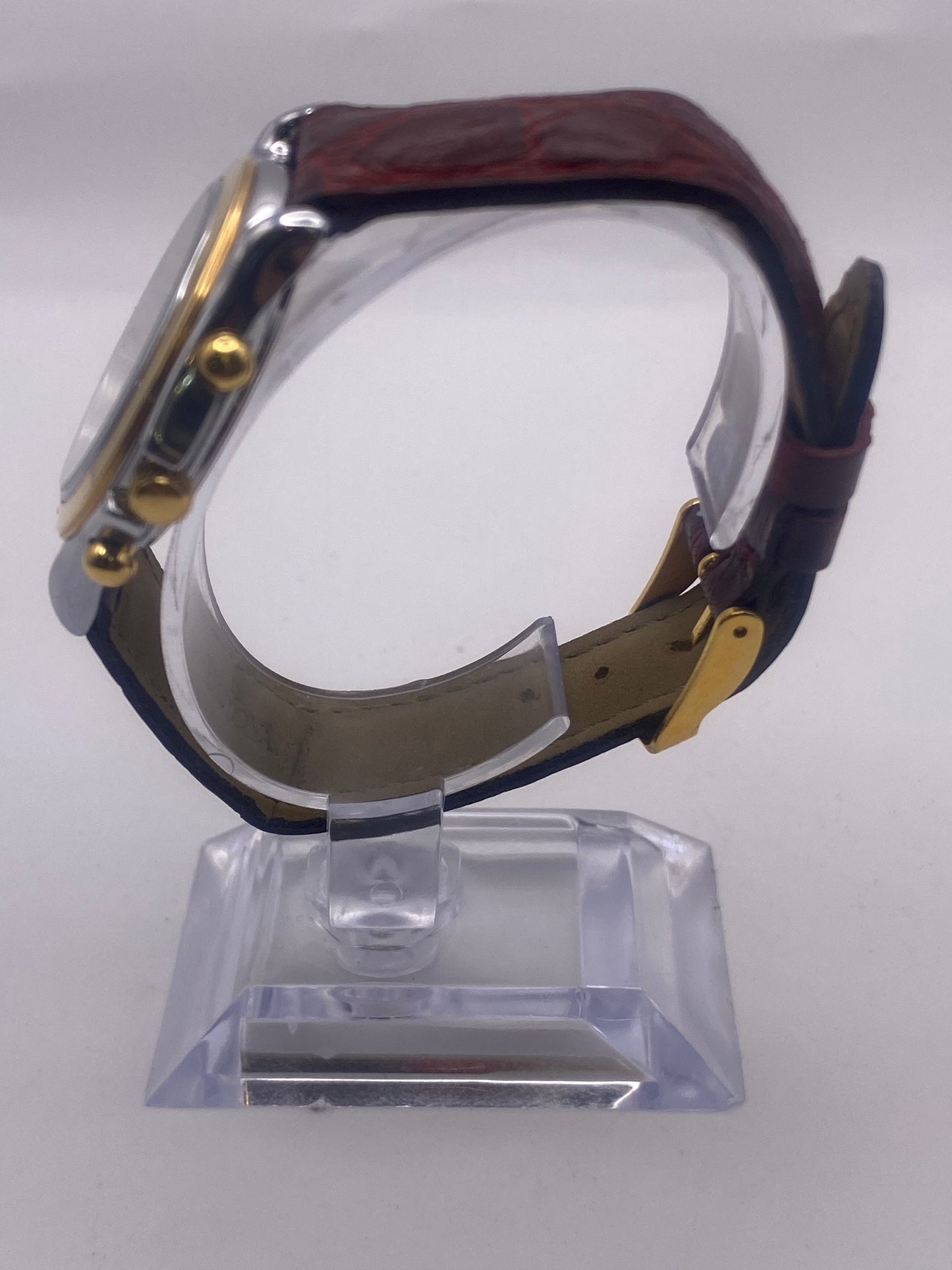 Vintage Bulova Silver Dial Quartz Chronograph Dress Watch With Box & Papers