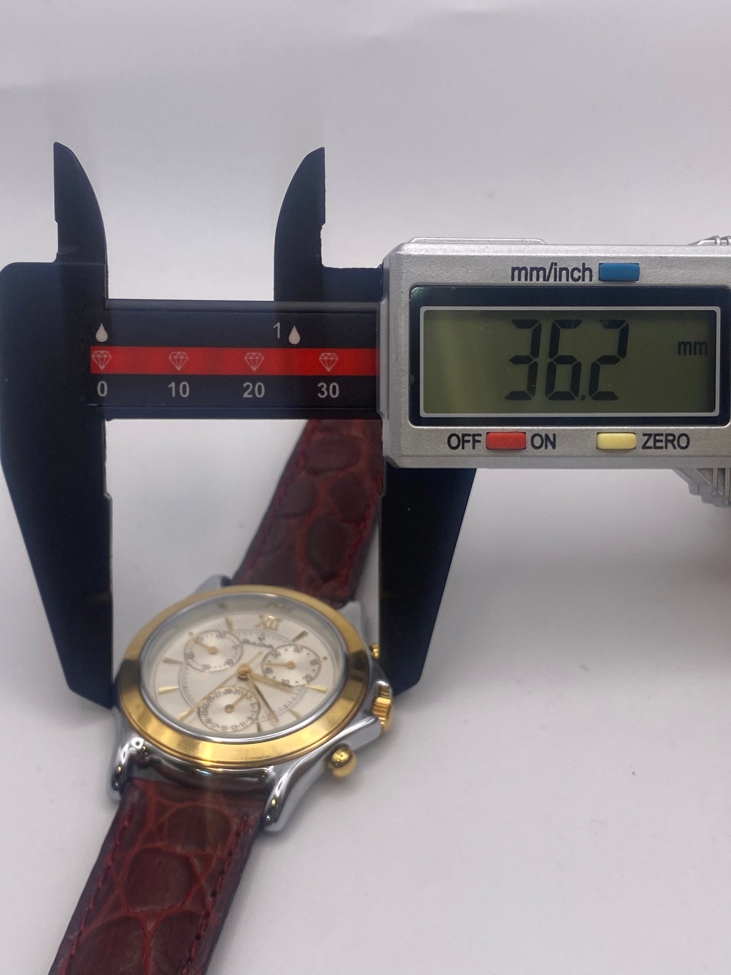 Vintage Bulova Silver Dial Quartz Chronograph Dress Watch With Box & Papers