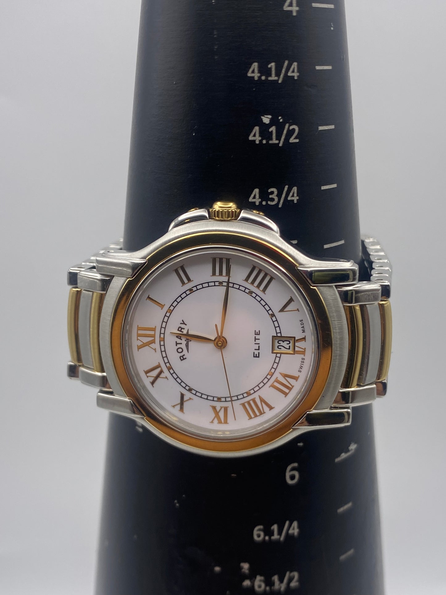 Rotary Elite Gents Two Tone White Dial Quartz Dress Watch