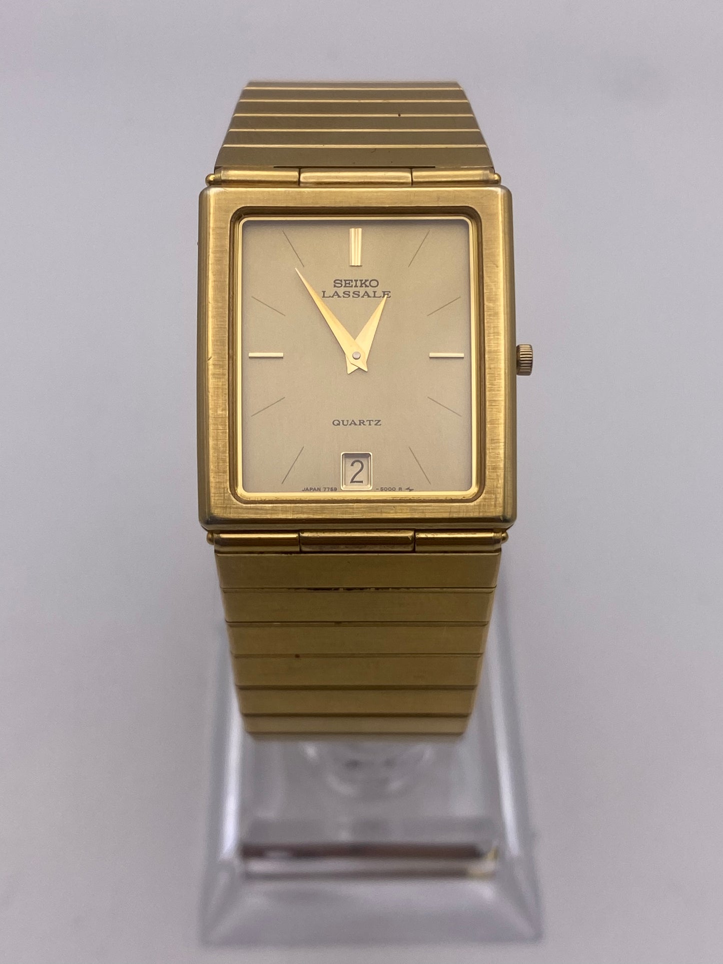 Vintage Seiko Lasale Quartz Stainless Steel Gold Plated Gents Dress Watch