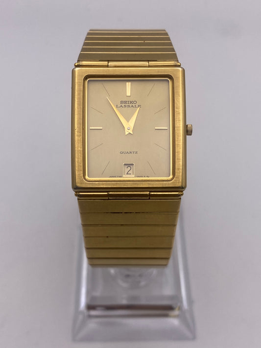 Vintage Seiko Lasale Quartz Stainless Steel Gold Plated Gents Dress Watch