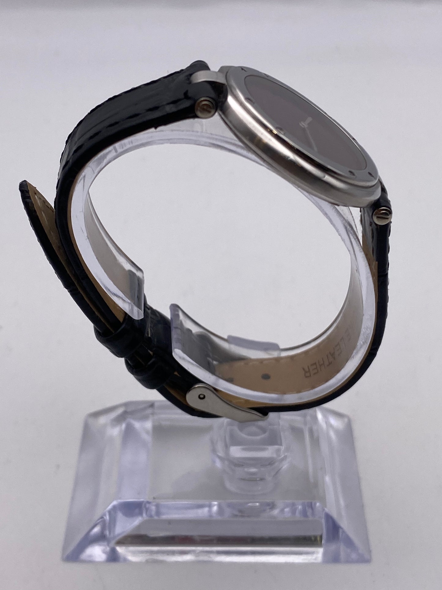 Vintage Cartier Santos Vendome Burgundy Dial Quartz Dress Watch With Travel Pouch
