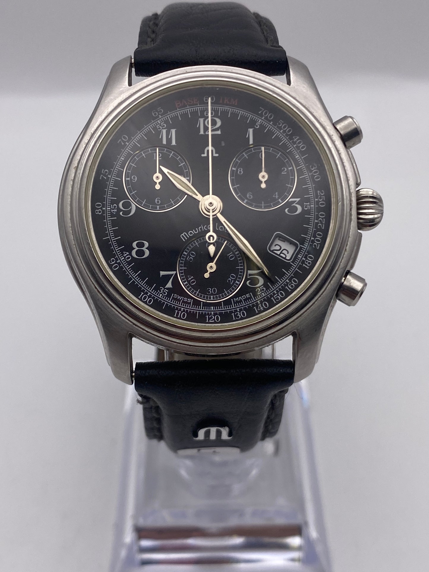 Maurice Lacroix Black Dial Gents Quartz Chronograph Dress Watch With Box