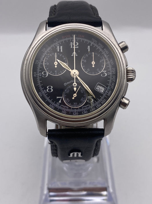Maurice Lacroix Black Dial Gents Quartz Chronograph Dress Watch With Box