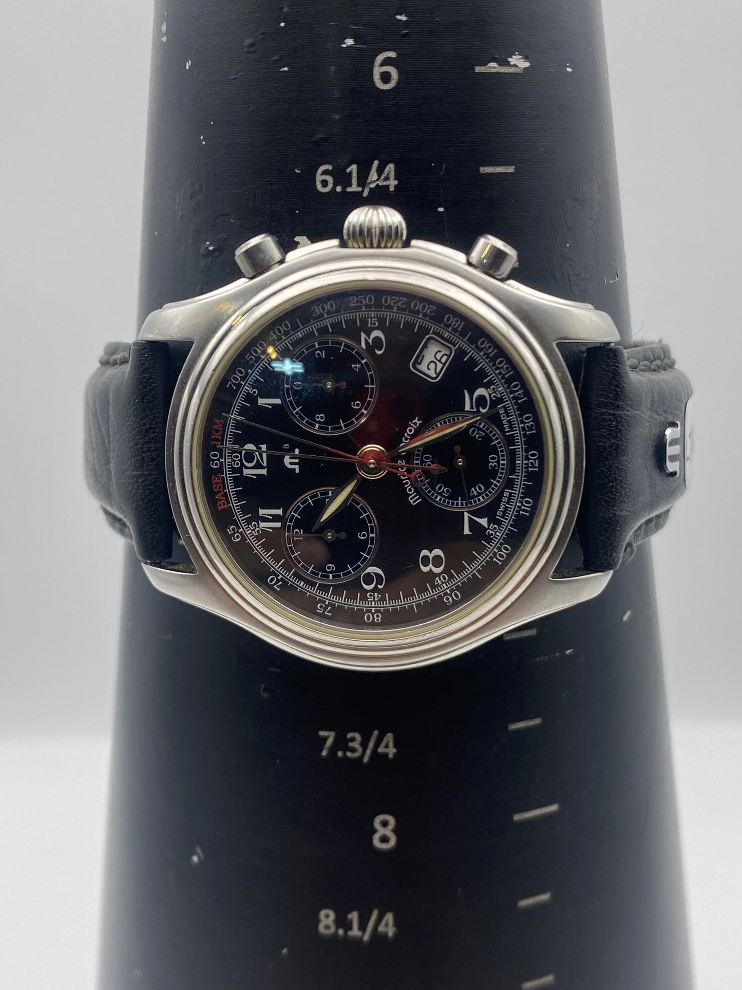 Maurice Lacroix Black Dial Gents Quartz Chronograph Dress Watch With Box