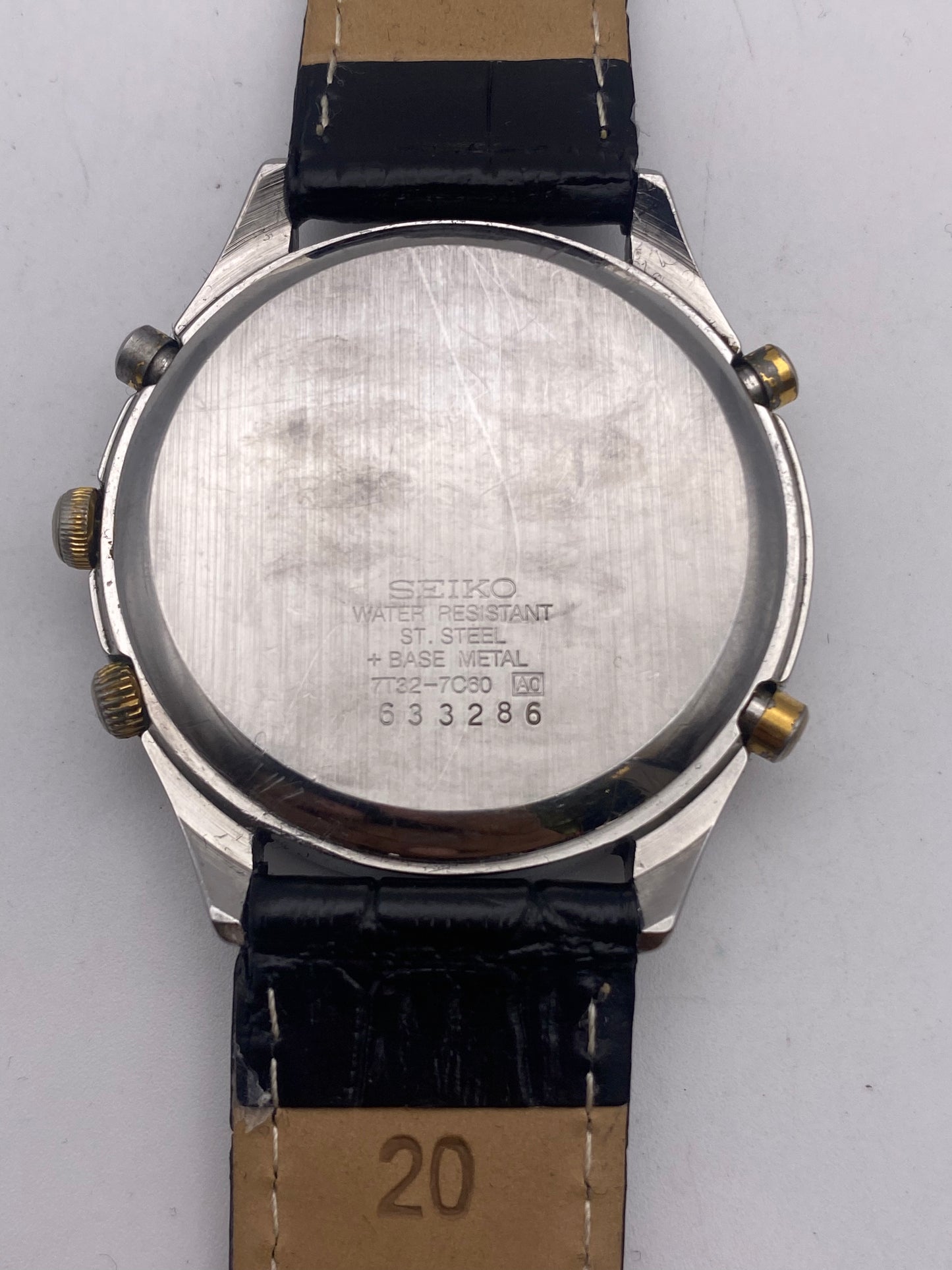 Vintage Seiko Gents Quartz Chronograph Watch Leather Strap