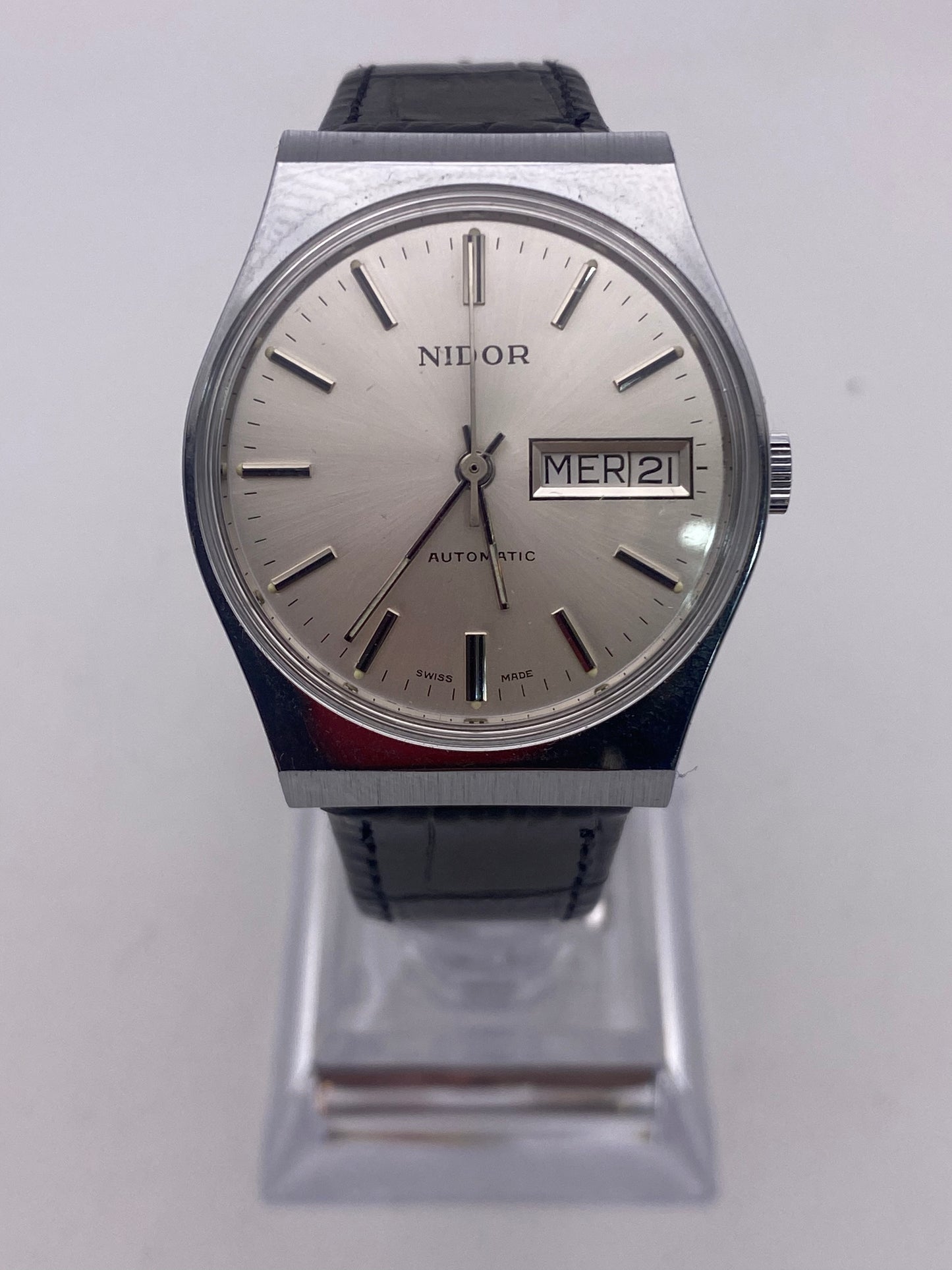 NOS Unworn Condition Gents Nidor Automatic Stainless Steel Dress Watch