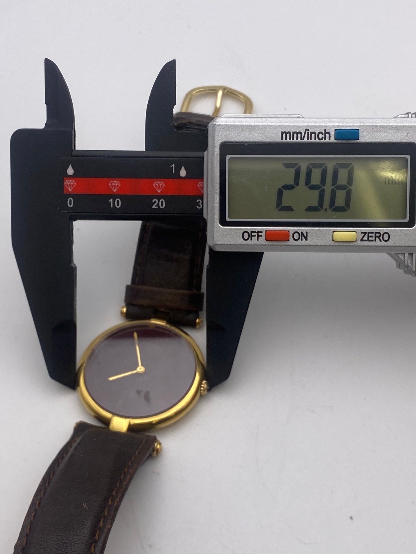 Vintage Gents Cartier Vendome Burgundy Patina Dial Quartz Vermeil Dress Watch