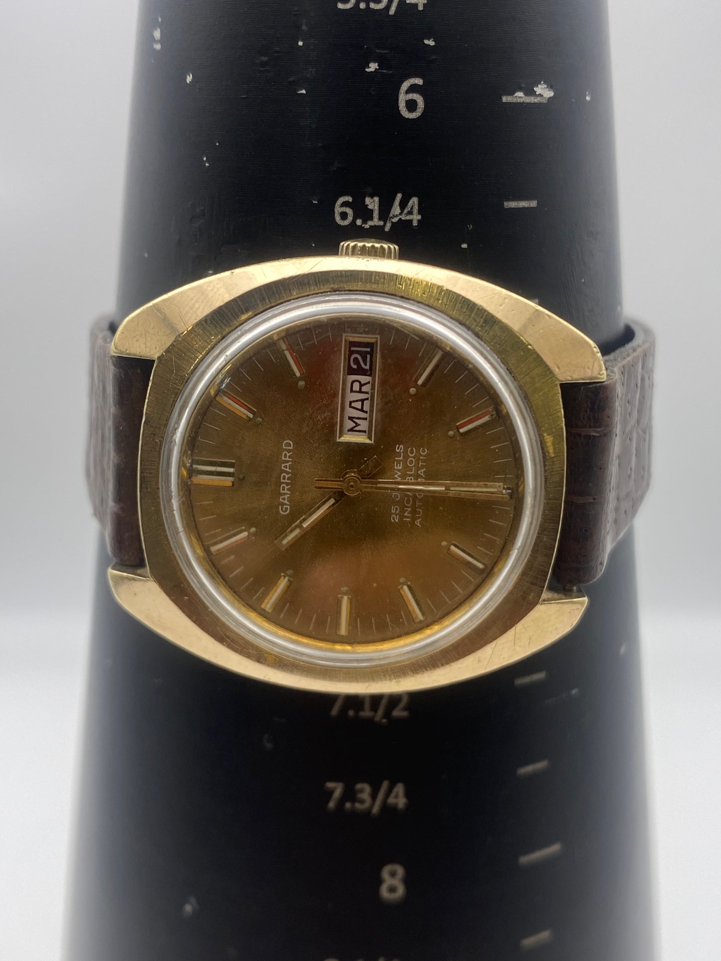 Vintage Gents Garrard Automatic Mechanical Dress Watch Gifted For Long Service Leyland Cars