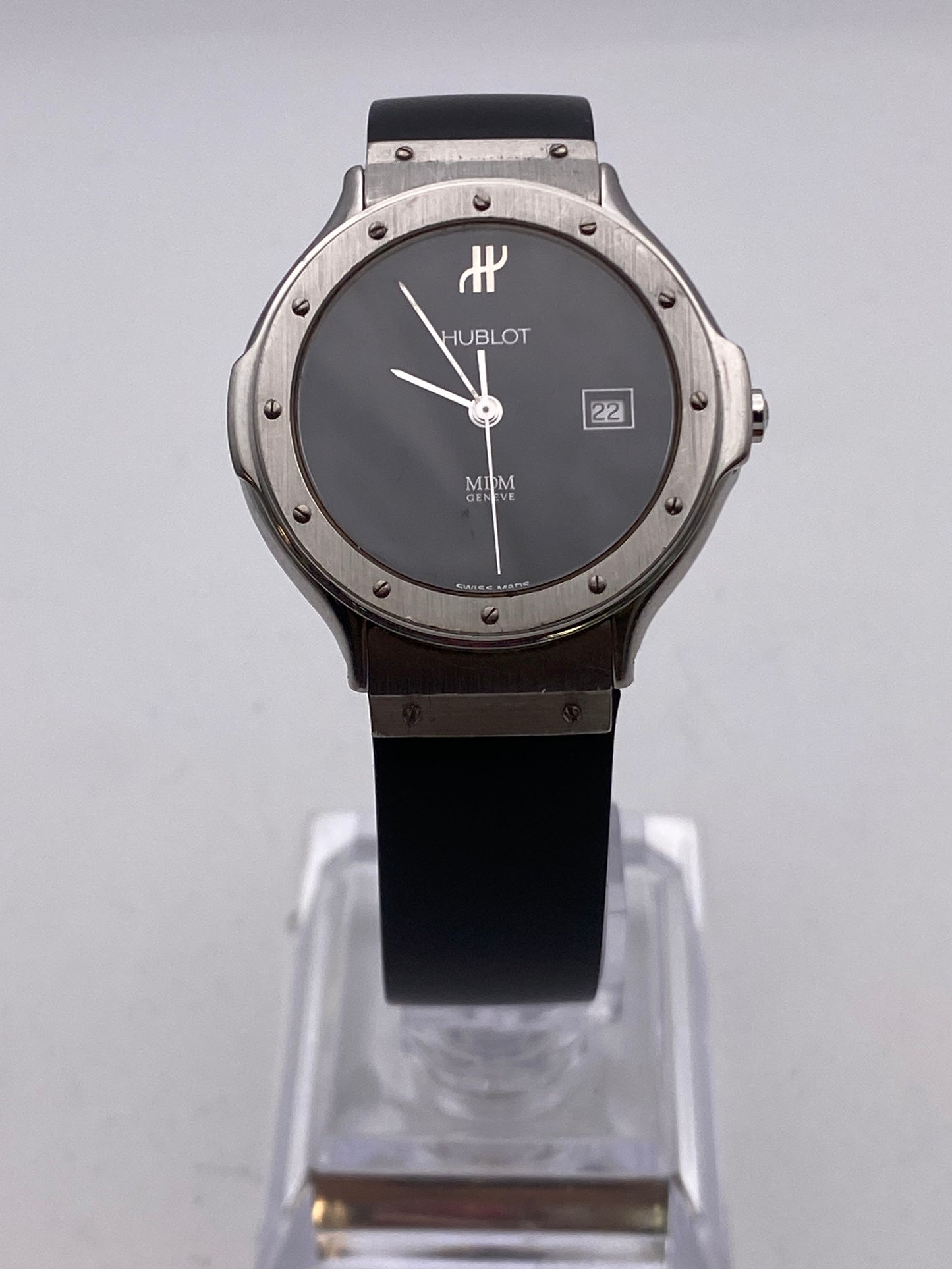 Vintage Hublot MDM Black Dial Dress Watch Box Booklet & Wallet