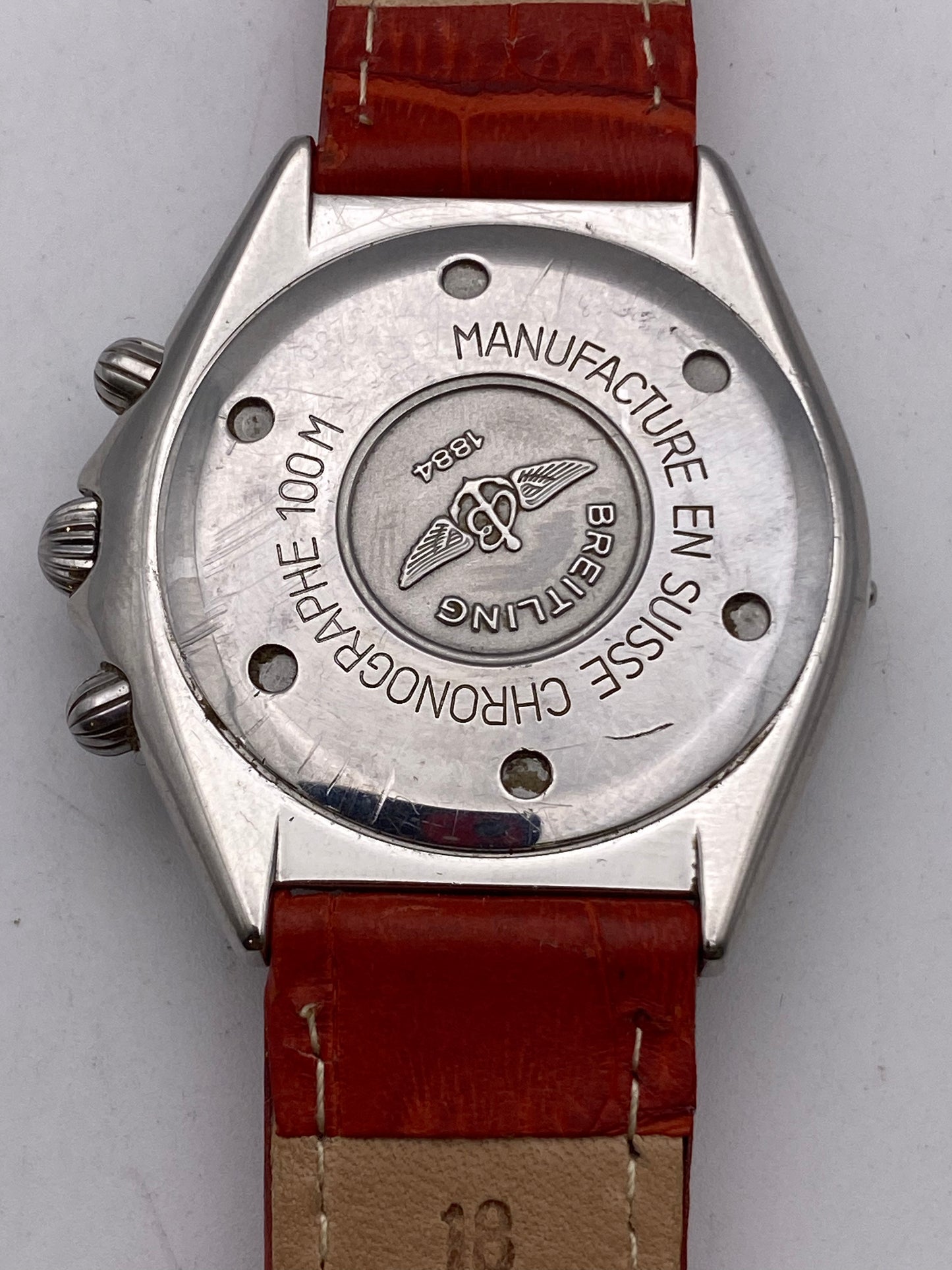 Vintage Gents Breitling Sextant Quartz Chronograph Red Dial
