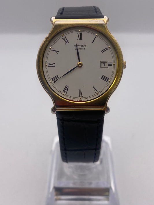 Vintage Gents Seiko Stainless Steel Gold Plated Quartz Dress Watch