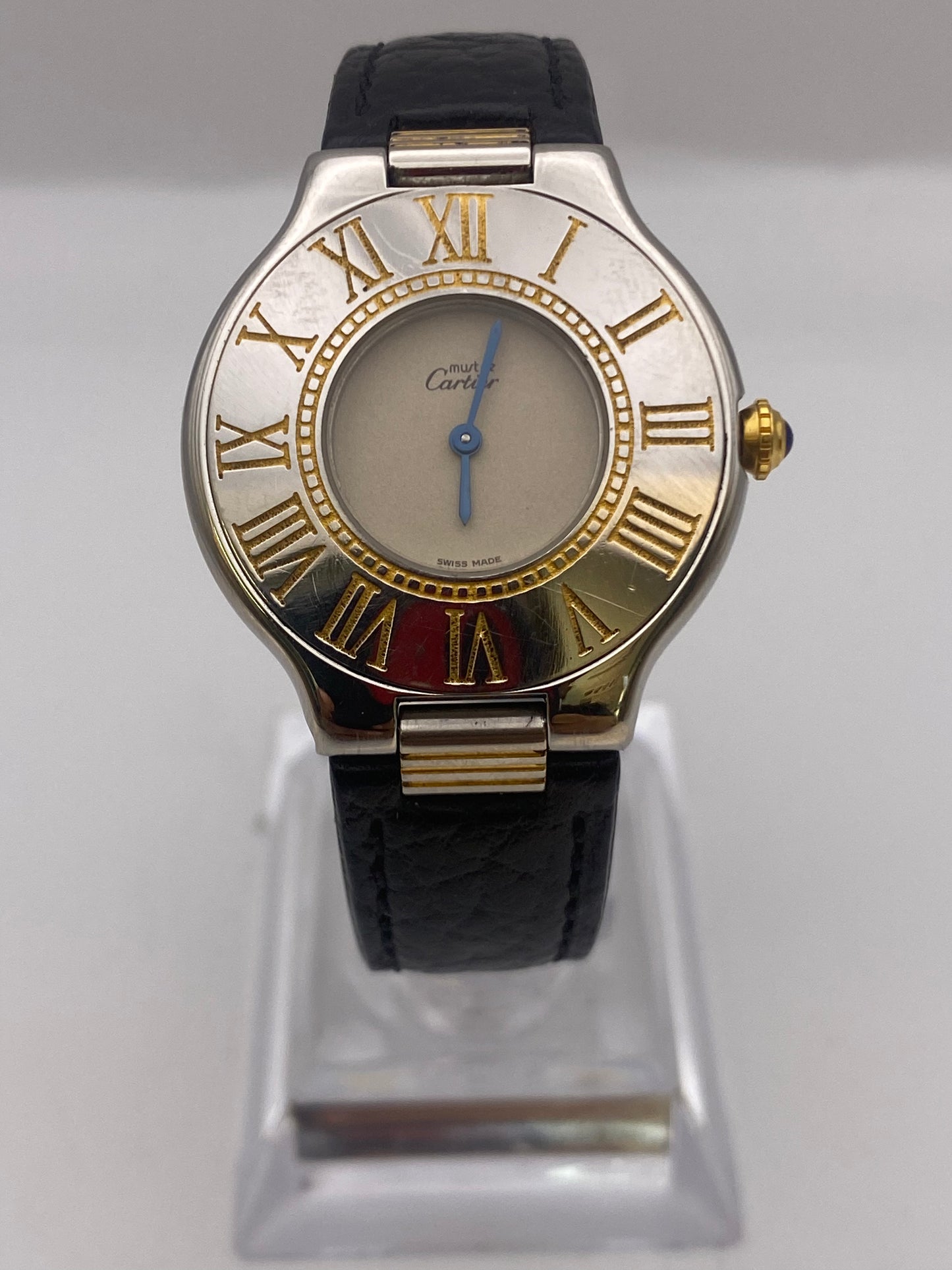 Vintage Cartier Must De 21 Unisex Quartz Dress Watch With Travel Pouch