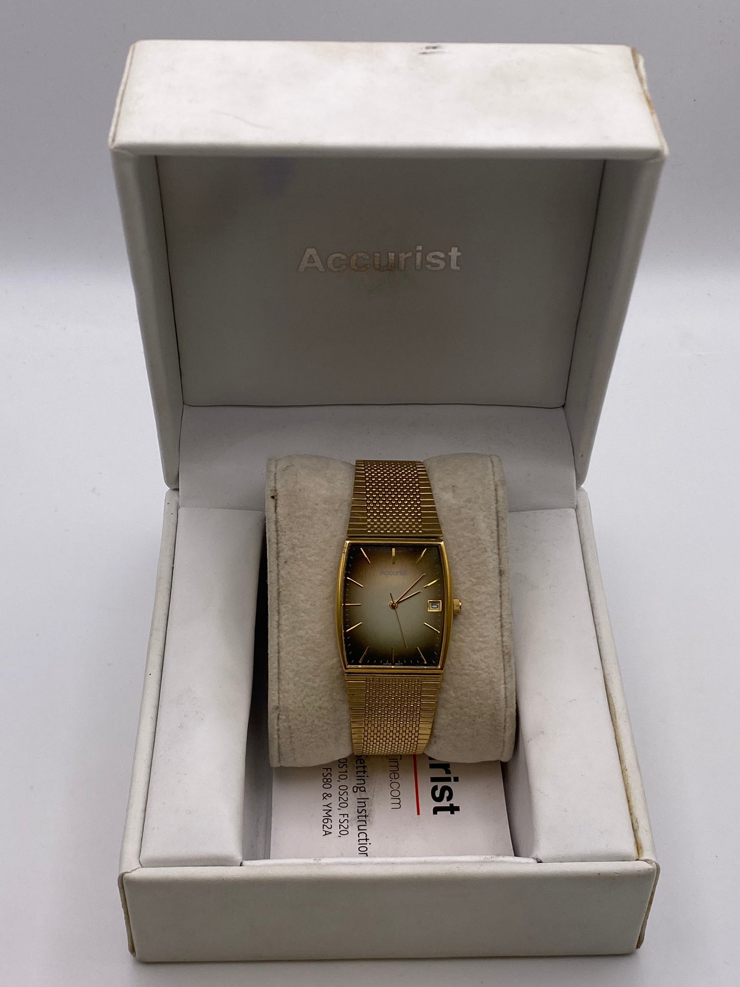 Vintage Gents Accurist Gradient Dial Quartz Dress Watch With box