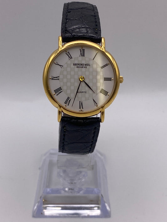 Raymond Weil Gold Plated Quartz White Dial Dress Watch & Box
