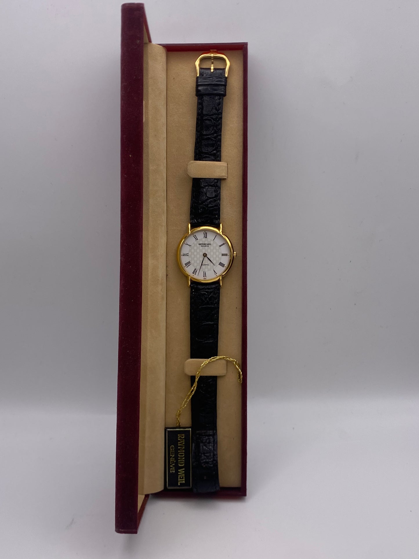 Raymond Weil Gold Plated Quartz White Dial Dress Watch & Box