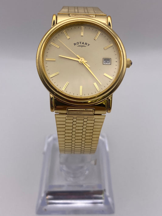 Rotary Gents Gold Plated Quartz Dress Watch With Box