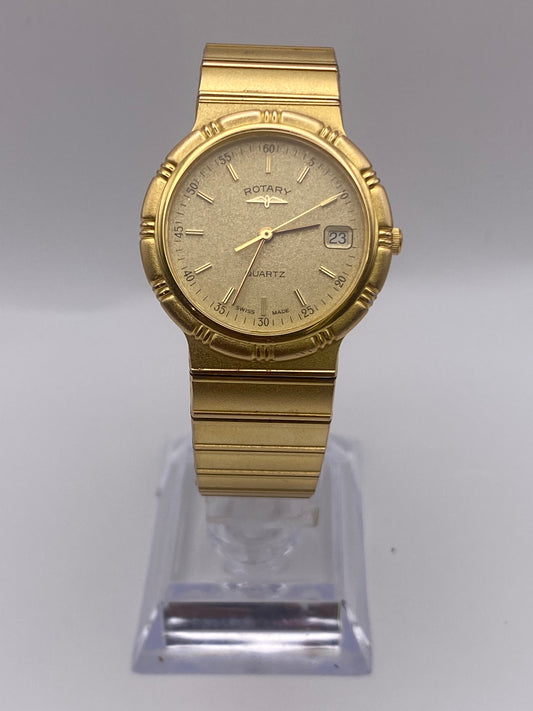 Vintage Rotary Gents Gold Plated Dress Watch With Box