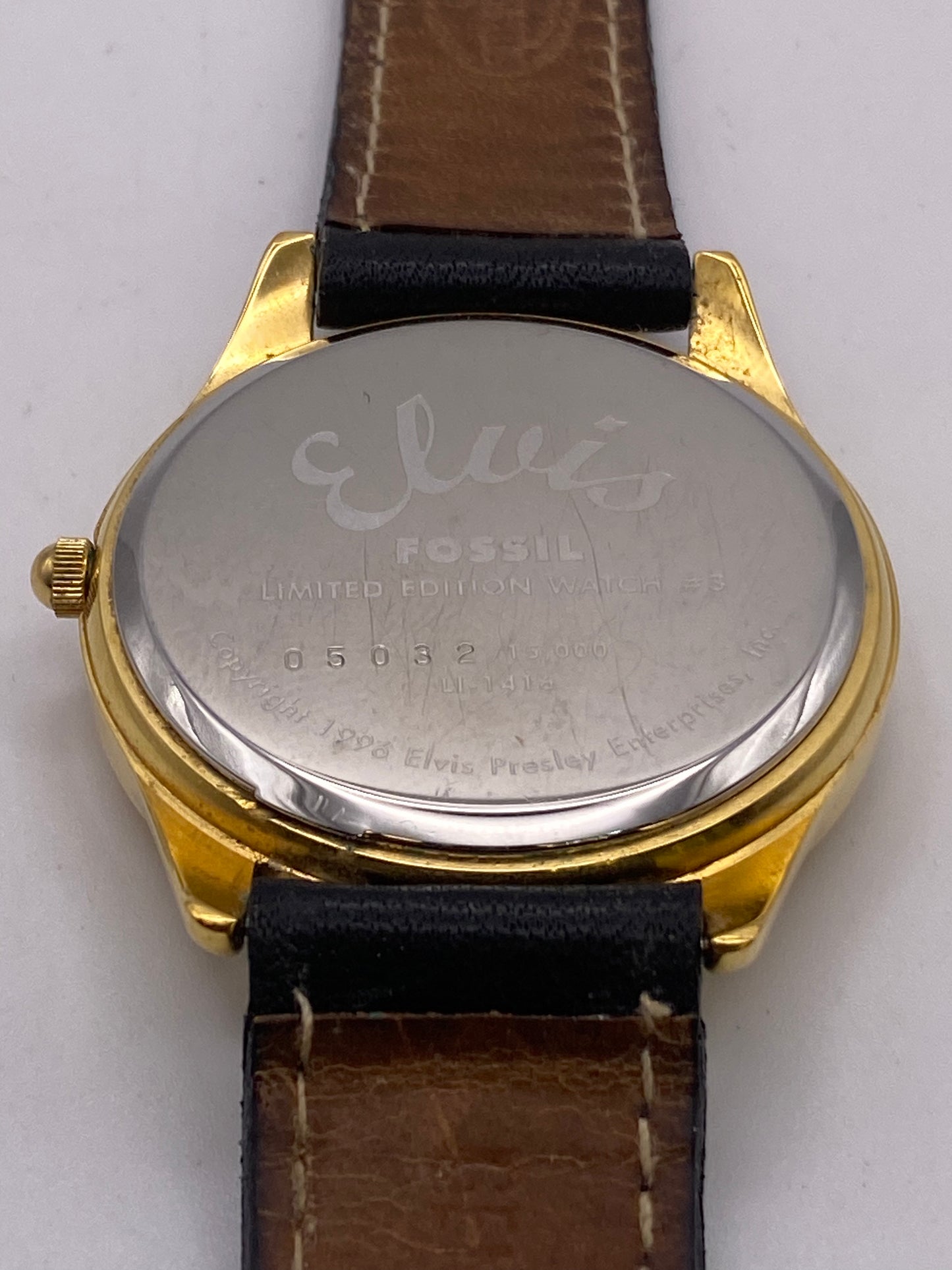 Gents Fossil Elvis Quartz Gold Plated Two Tone Dial Dress Watch
