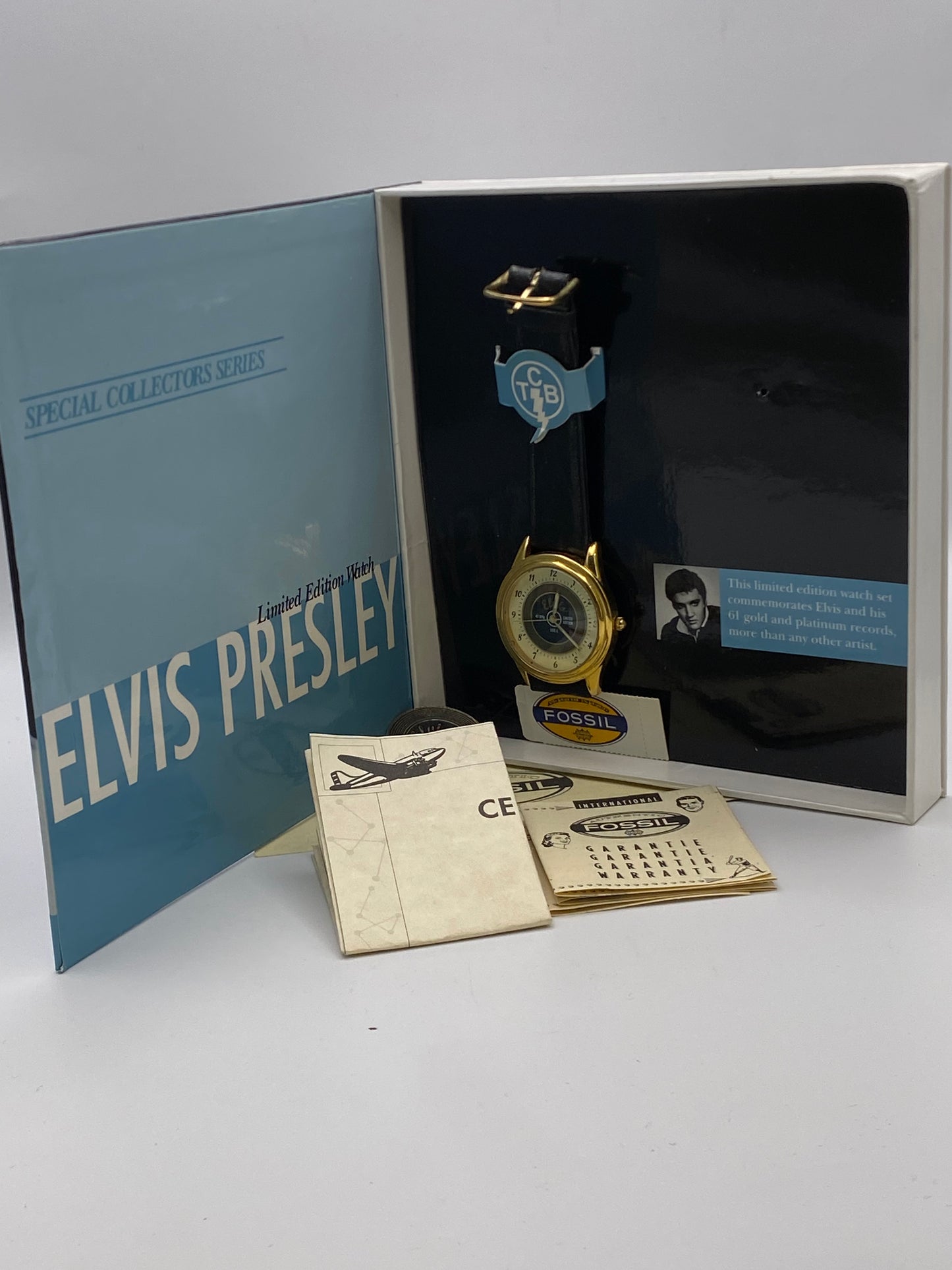 Gents Fossil Elvis Quartz Gold Plated Two Tone Dial Dress Watch