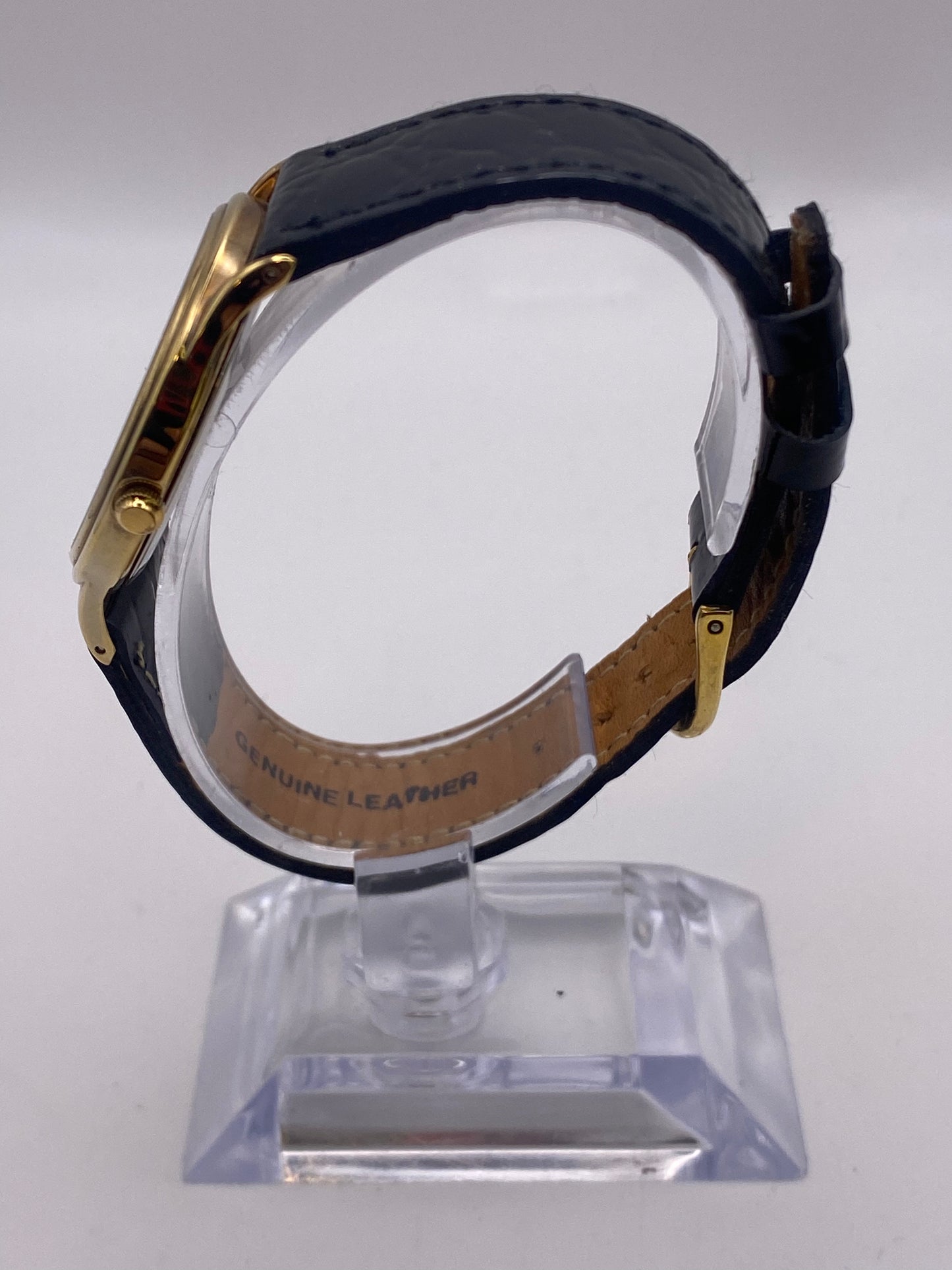 Vintage Cyma Gents Size Gold Plated Quartz Dress Watch With Box