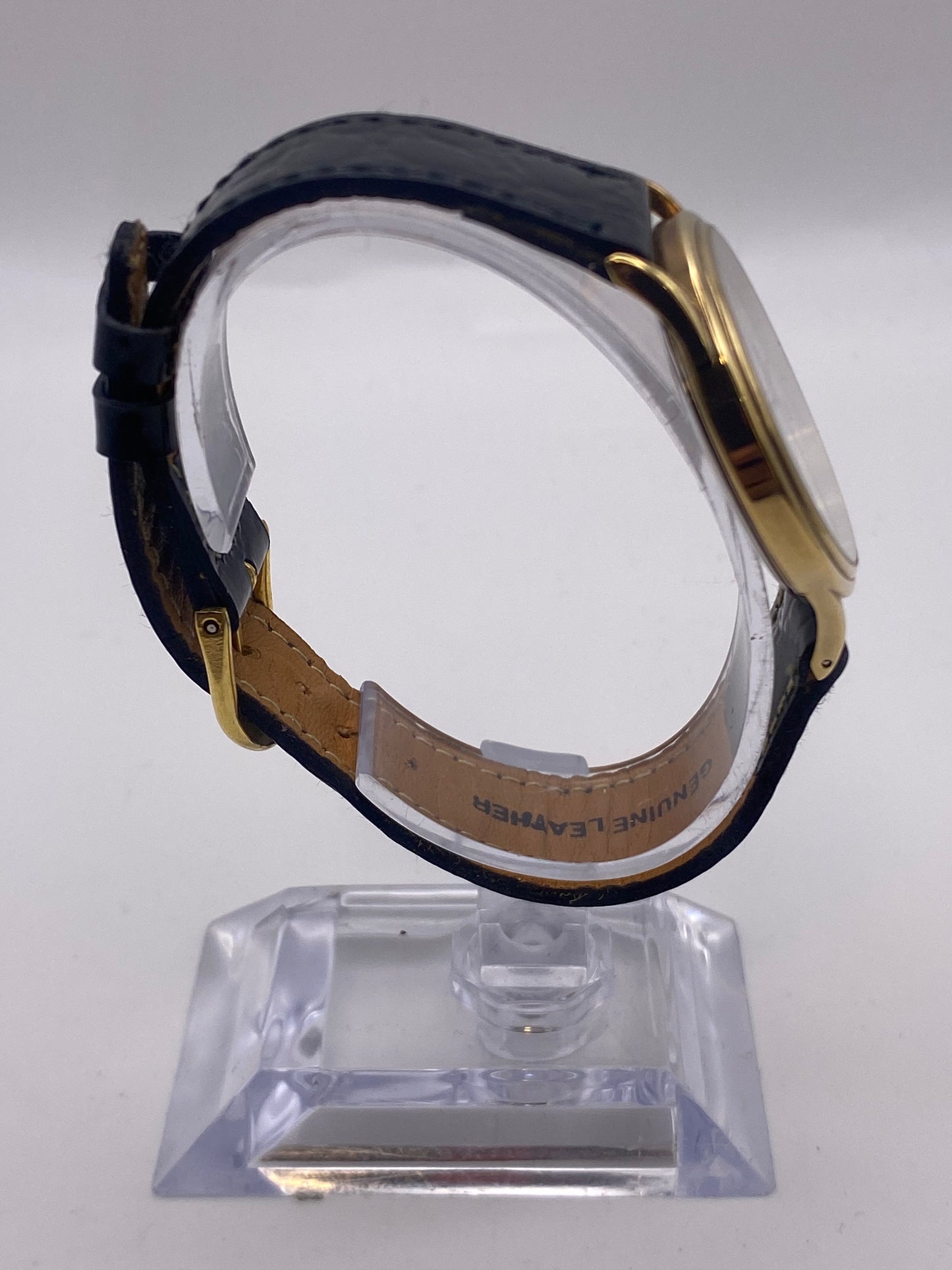 Vintage Cyma Gents Size Gold Plated Quartz Dress Watch With Box